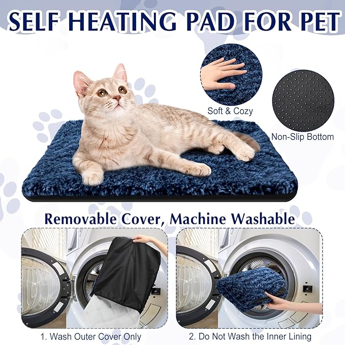 4 Pack Self Warming Cat Pads Self Heating Cat Mat Washable Homeless Dogs Thermal Pads Kennel Pad Reflects Body Heat Warm Crate Bed Mat for Indoor Outdoor Pet