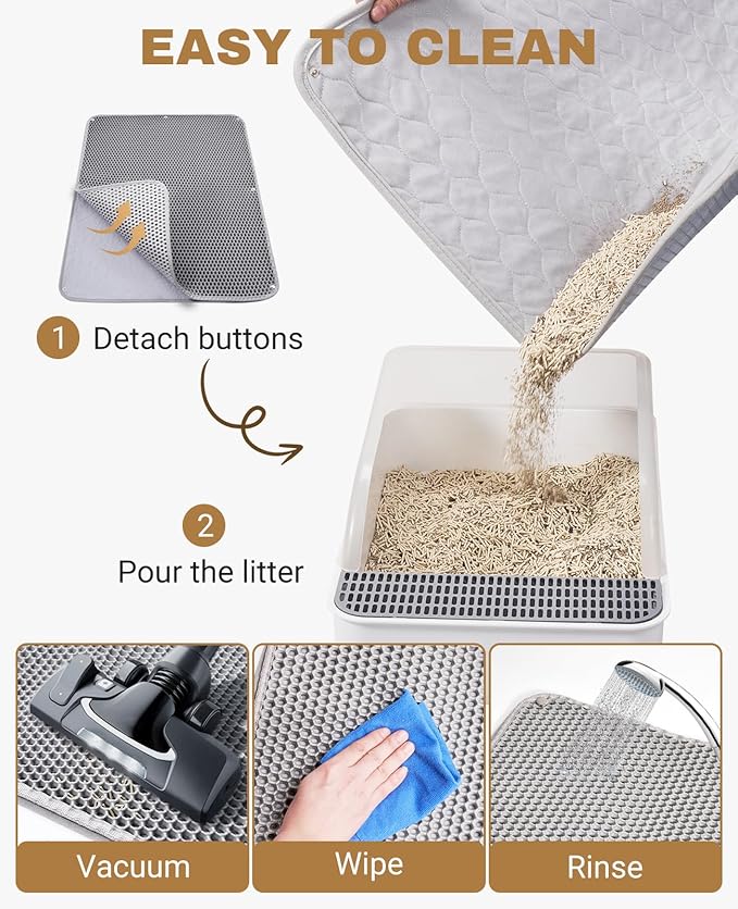 Fostanfly Cat Litter Mat - Extra Large XL 45"x 27" Cat Litter Trapping Mat, Machine Washable Double Layer Design, Urine & Waterproof for Kitty- Easy Clean for Floor