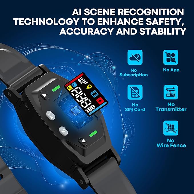 GPS Wireless Dog Fence System: Invisible Fence for Dogs with UBLOX Chip, 4-Zone Progressive Correction & 3 Modes GPS Dog Collar, 25-999 Yards Range, IPX7 Waterproof