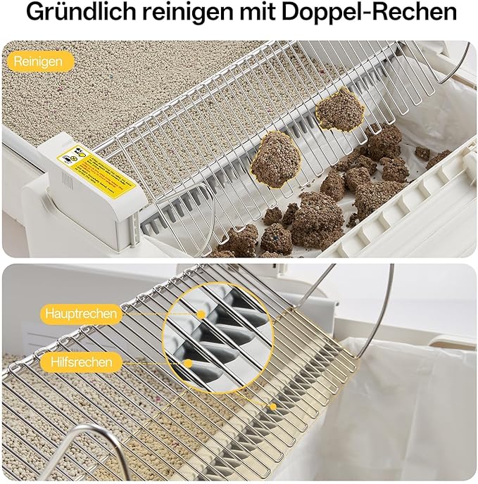 Self Cleaning Cat Litter Box, Open-Top Automatic Litter Box for Multiple Cats, Weight Sensors Safety Protection, Smart APP Control, Odor Control, Works with Clumping/Bentonite/Mineral Litter