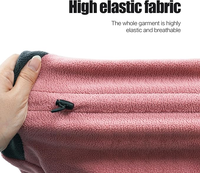 Dog Winter Coat, Warm Fleece Jacket, Windproof Pullover Bodysuit, Fullbody Pajamas Onesie, Cold Weather Clothes for Medium Large Dog (Small, Pink)