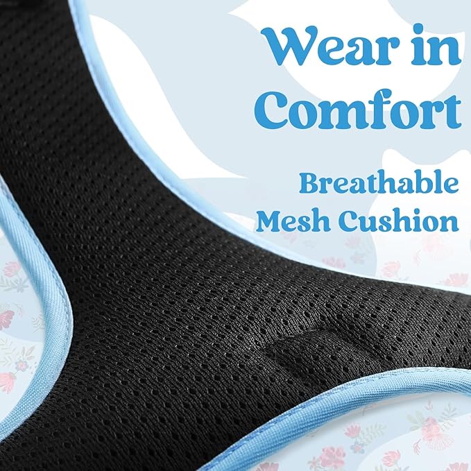 rabbitgoo Dog Harness for Large, No Pull Pet Harness with 3 Buckles, Adjustable Soft Padded Vest with Control Handle, Walking Reflective Pet Vest for Extra Large Dogs, Floral Blue, XL