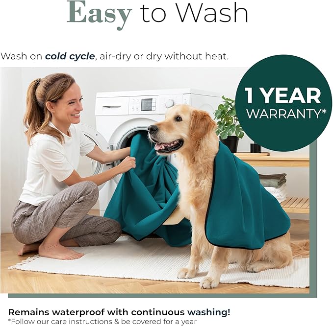 Waterproof Blanket for Bed or Couch – Soft and Leakproof Waterproof Throw Blanket, Water Proof & Stain Resistant Easy to Clean Throw Blanket Cover for Adults or Pets, Reversible Blue/Beige 60"x80"