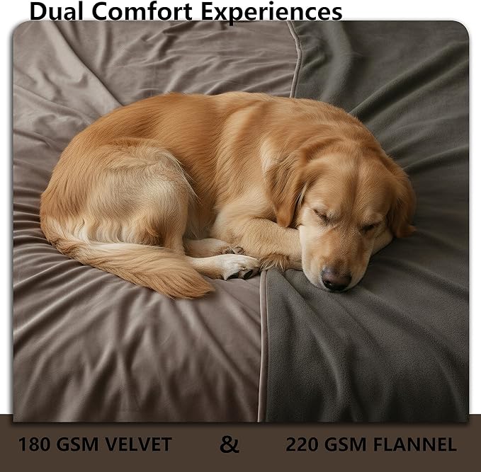 Waterproof Blanket for Couch, Leak Proof Dog Bed Blankets Reversible, Pet Throw Sofa Furniture Protector Machine Washable-68 x82,Light Brown+Dark Brown