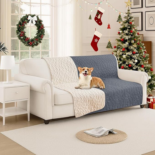 Waterproof Dog Bed Cover, Non-Slip Dog Blanket for Couch, Couch Covers for Dogs Washable, Pet Blanket for Furniture, Pet Bed Mat for Sofa, Car, Couch Protector (52x82 Inch, Dark Grey)