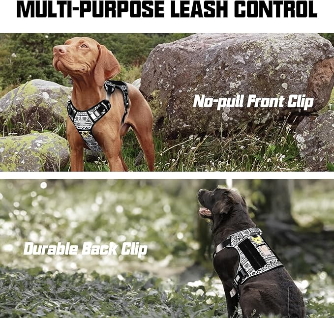 AUROTH Tactical Dog Harness for Large Dogs No Pull Adjustable Pet Harness Reflective K12 Working Training Easy Control Pet Vest Military Service Dog Harnesses