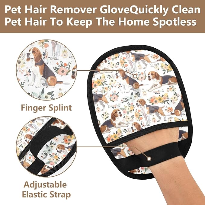 Pet Grooming Gloves Reusable Dog & Cat Hair Remover for Furniture, Car Interiors Multi-Surface Deshedding Tool for Carpets, Bedding & Home Cleaning