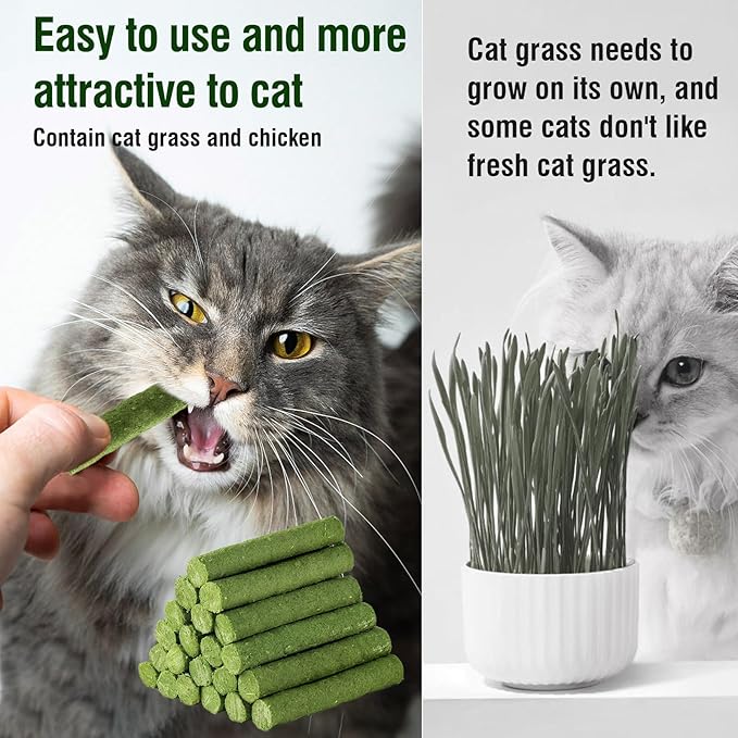 120g/4.23oz Cat Grass Teething Stick Hairballs,Chew Sticks for Cats,Catnip Toys Sticks Indoor Kitten Chew Stick (Green)