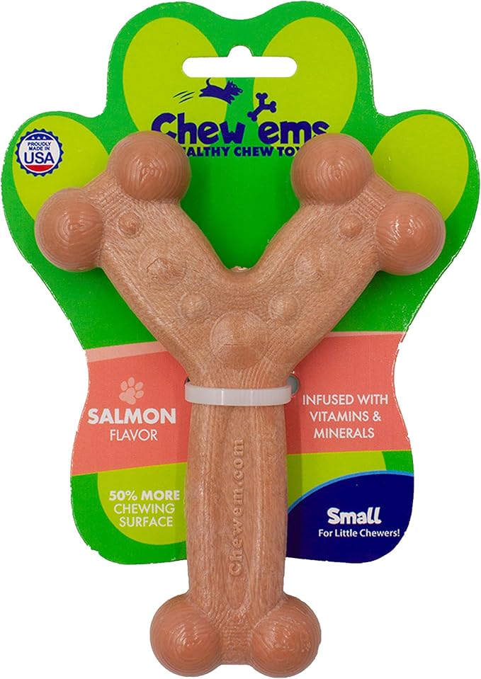 Chew'ems Durable Chew Toys for Small Dogs | Long-Lasting & Flavorful Chew Dog Toys, Small Dog Breeds | Salmon-Flavored