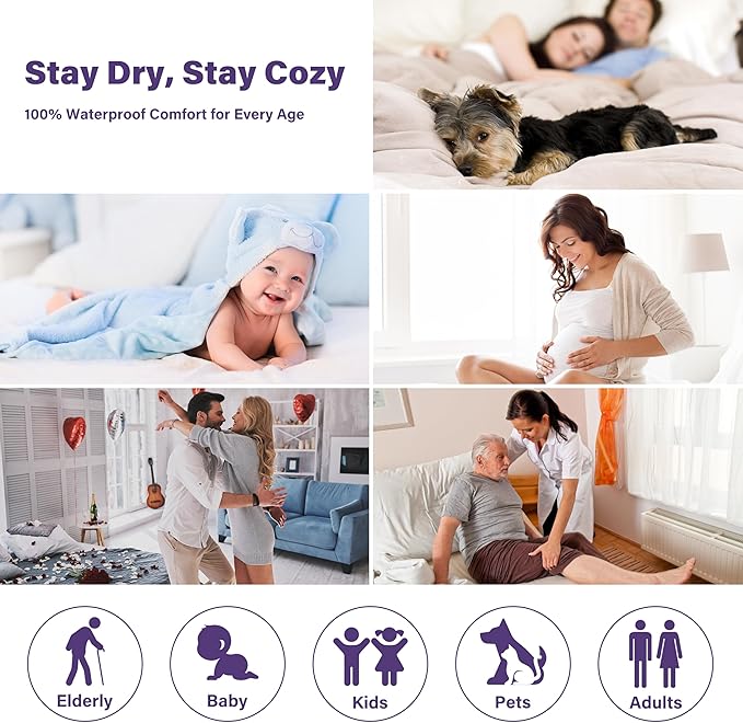 Catalonia Waterproof Blanket for Bed, Reversible Fleece Couch Sofa Furniture Protector, Leak Proof Dog Blankets, Purple