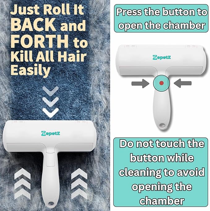 Pet Hair Remover Roller – Reusable Self-Cleaning Fur Removal Tool for Dogs & Cats – Ergonomic & Eco-Friendly Lint Roller for Couch, Carpet, Bed, Car Seat & More (White)