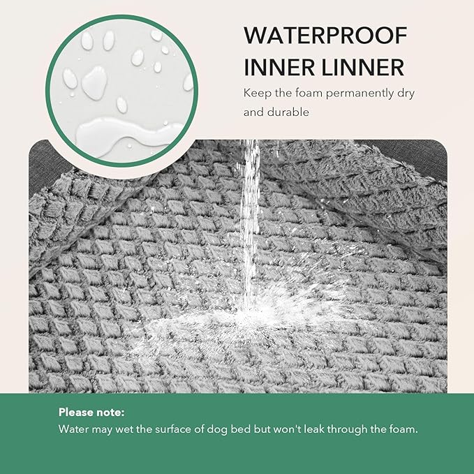 Orthopedic Dog Beds for Extra Large Sized Dogs, Waterproof Memory Foam XL Pet Bed with Sides 48x30Inch, Non-Slip and Egg-Crate Foam Big Dog Couch Bed with Removable Washable Cover, Dark Grey