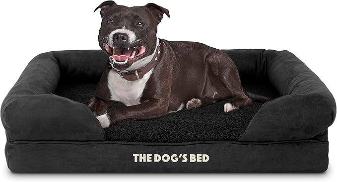 The Dog’s Bed, Medium Black Faux PL, Memory Foam, Pain Relief: Arthritis, Hip & Elbow Dysplasia, Post Surgery, Lameness, Supportive, Calming, Washable Cover, Veterinary Approved
