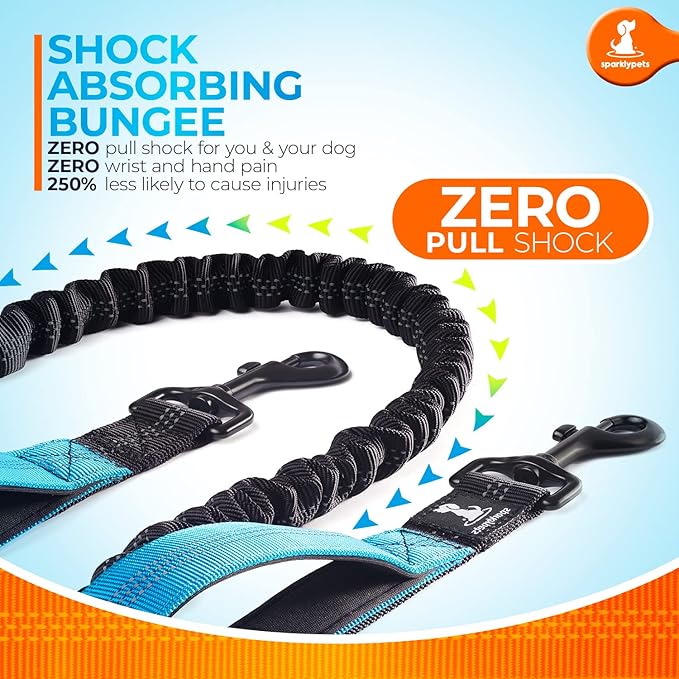 SparklyPets - Hands Free Dog Leash with Reflective Stitches - Waist Leash for Dog Walking, Hiking, Training, Jogging, Canicross, Running - for Medium & Large Breeds