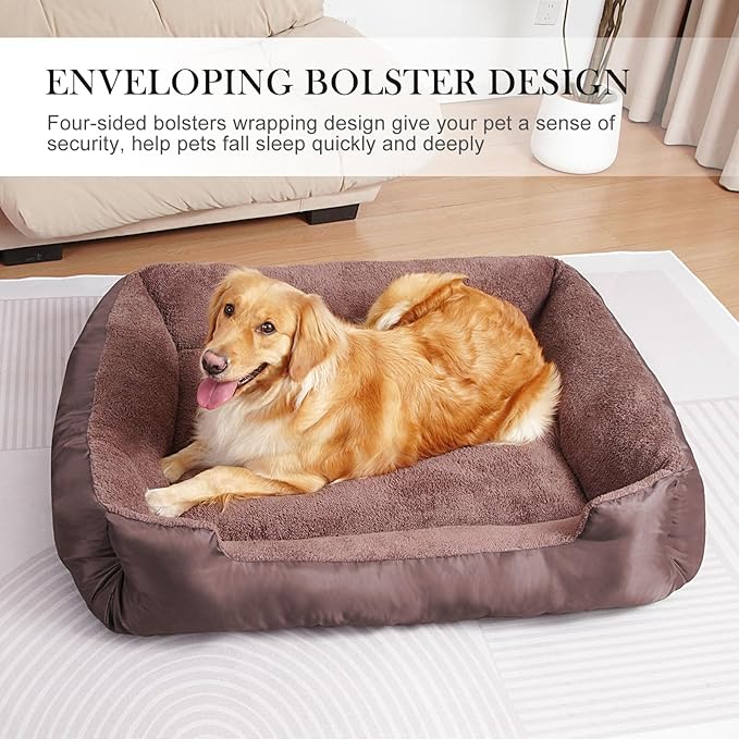 Dog Beds Large Sized Dog - Extra Thick Supportive Dogs Couch, Extra Large Comfort Pet Bed Sofa with Soft Plush Sherpa and Nonskid Bottom