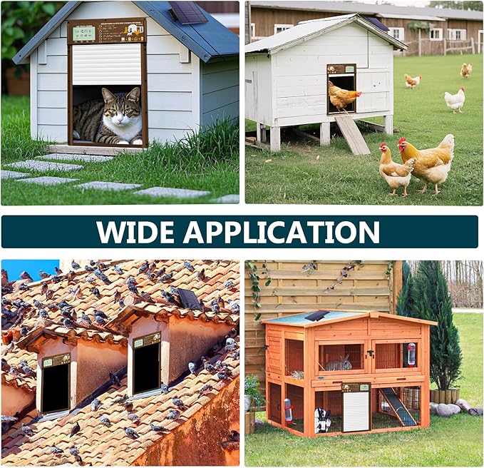 Solar Automatic Cat Door, 5 Smart Modes (Radar, Timer, Light Sensor, Remote, Manual), Aluminum Pet Door for Interior Exterior Doors, Solar Powered or USB Plug-in, Cats (Brown)