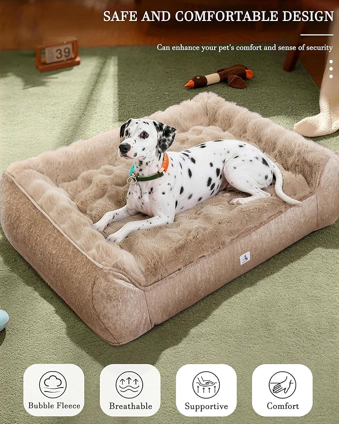 48" Dog Couch Bed for Large Dogs, Orthopedic Dog Sofa with Thick Supportive Foam, Washable Removable Cover, Furniture-Style Pet Bed for Living Room