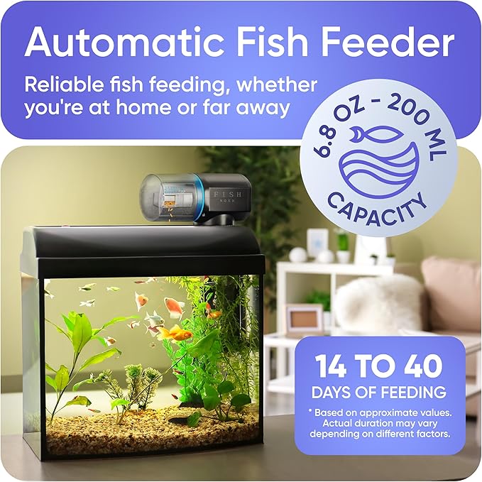 FISHNOSH Automatic Fish Feeder for Aquarium - New Generation 2025, Auto Food Dispenser with Timer for Small Tank, Big Aquariums & Pond, Model-ML