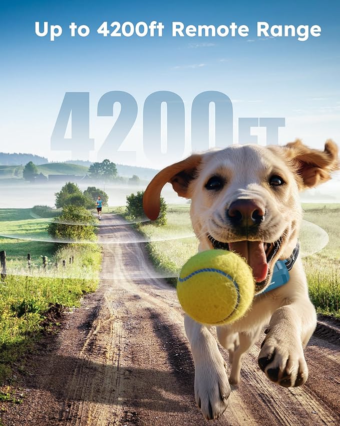 Jugbow Dog Shock Collar - 4200FT Dog Training Collar with Remote, IPX8 Waterproof Electric Collar with 4 Training Modes, Security Lock, Rechargeable e-Collar for All Breeds, Sizes, Blue