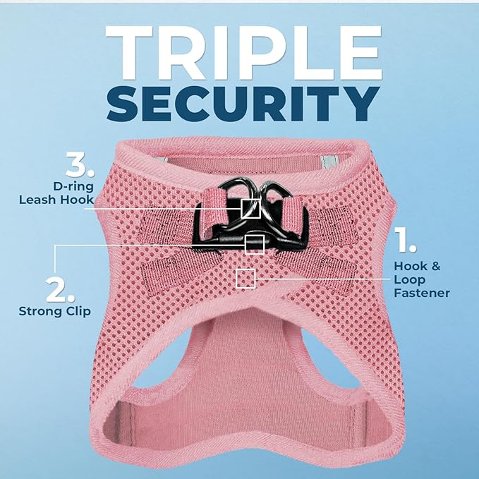 Voyager Step-in Air All Weather Mesh Harness and Reflective Dog 5 ft Leash Combo with Neoprene Handle, for Small, Medium and Large Breed Puppies by Best Pet Supplies - Set (Pink), XL