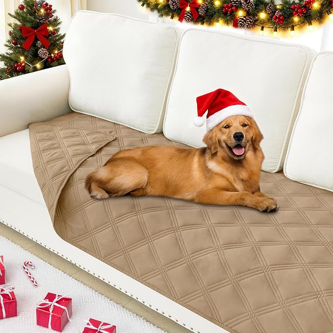 Smiry Waterproof Dog Bed Cover Blanket 30x70, Soft Reversible Pet Blanket, Washable Leakproof Cats Dogs Couch Cover for Sofa, Couch, Furniture, Lattice, Camel/Camel