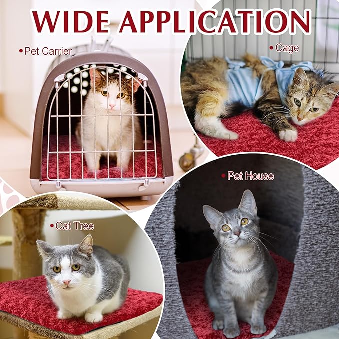 4 Pack Self Warming Cat Pads Self Heating Cat Mat Washable Homeless Dogs Thermal Pads Kennel Pad Reflects Body Heat Warm Crate Bed Mat for Indoor Outdoor Pet(Red,16 x 20 Inch)