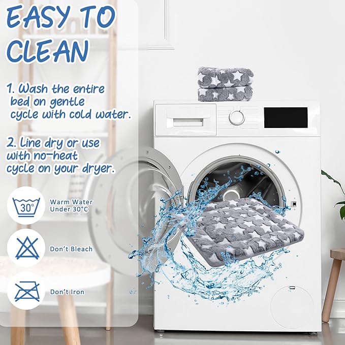 VitalCozy 2 Pack Self Warming Cat Mat Self Heating Pad Bed Reversible Machine Washable Reflects Body Heat Warm Thermal Pet Pad Crate Blanket for Feral and Indoor Cat (Grey,12'' X 12'',Star)