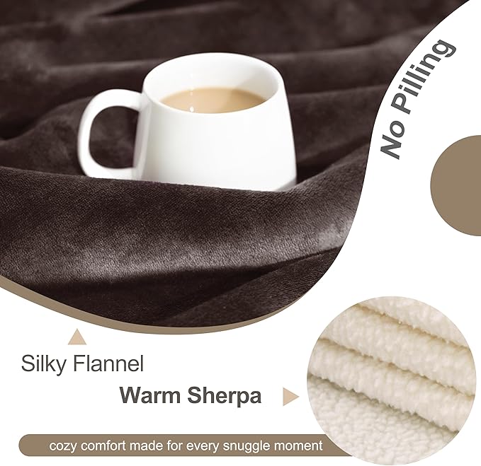 gogobunny Waterproof Bed Blanket, Reversible Sherpa Fleece Throw Blanket for Dog Puppy Cat, Furniture Cover Protects Bed Couch Sofa from Liquid Pee and Pet Fur (Dark Brown, 30x70 inches)