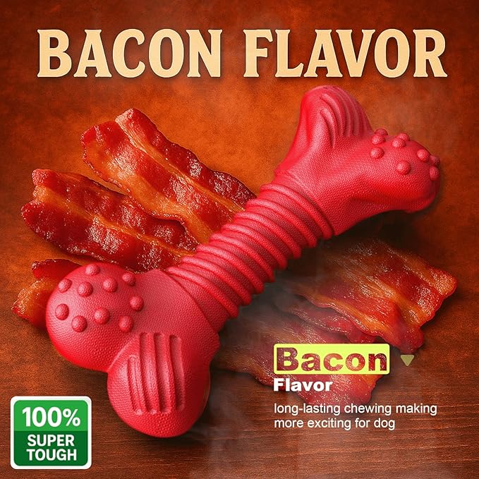 Dog Toys for Aggressive Chewers, Dog Toys for Medium Large Dogs, Natural Rubber Dog Chew Toys with Beef Flavor, Indestructible Chew Toys for Aggressive Chewers (red)