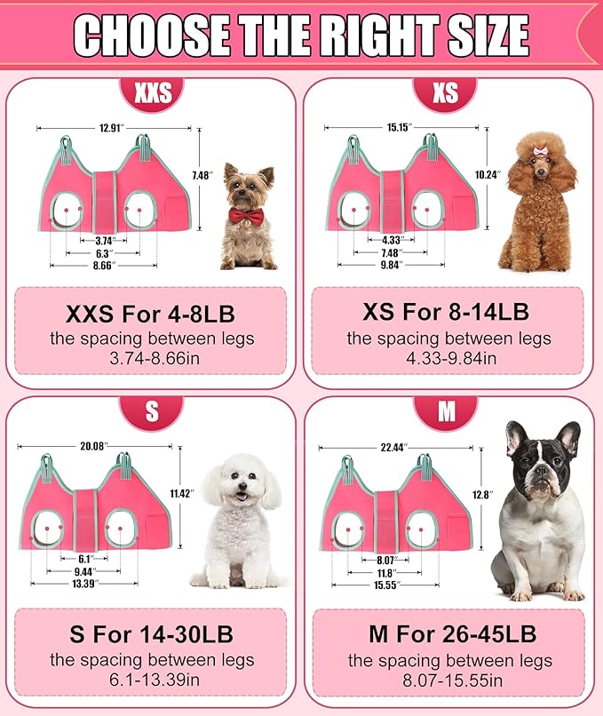 Dog Grooming Hammock,XS Pink Hanging Harness Holder for Nail Clipping/Trimming,Grooming Sling Hanger with Thick Fabric Neck Support,Strap Restraint for Claw Care