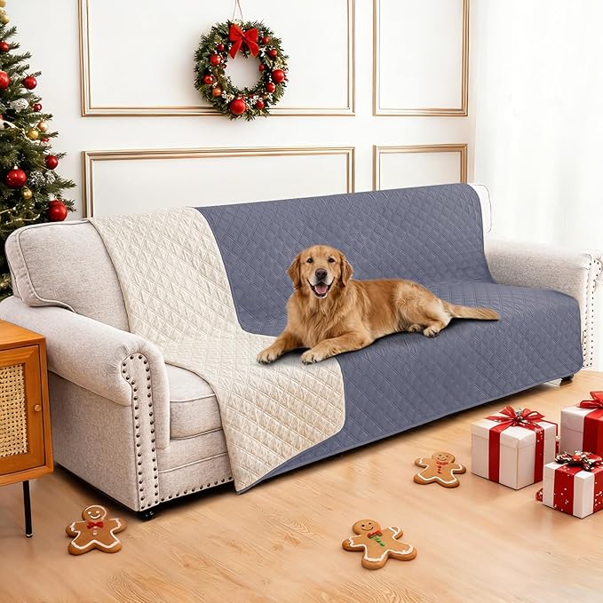 Waterproof Couch Covers for Pets, Waterproof Dog Bed Cover, Anti-Slip Soft Dog Blankets, Couch Cover for Dogs Washable, Pet Blanket for Puppy Large Dogs Cat (68x82 Inch, Grey Blue)