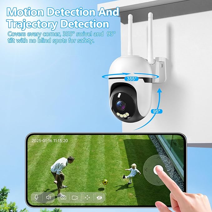 Security Camera Outdoor Wired,5GHz WiFi Camera for Home Security,360°View Two-Way Audio,AI Detection,2K Color Night Vision,Cloud & SD Card,24/7 Continuous Recording,Integrated AI 911 Emergency Alarm