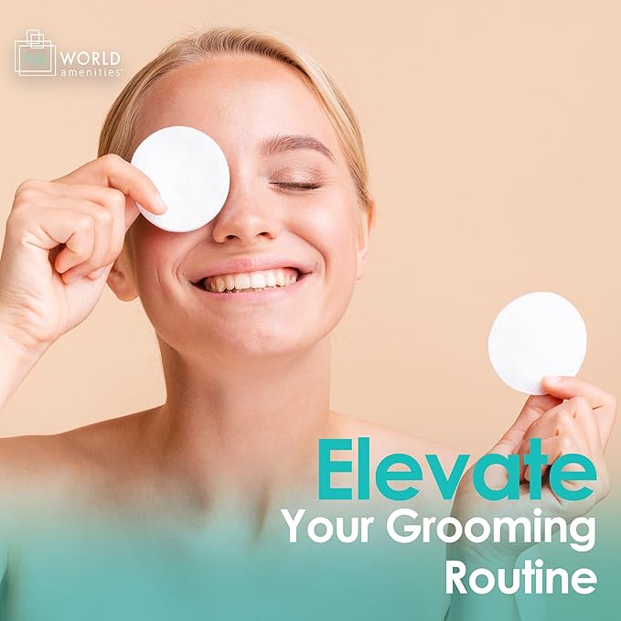 World Amenities Kraft Paper Grooming Kit - Travel Size Toiletries - Cotton Rounds, Bamboo Cotton Tips, Sewing Kit, Emery Board (25 Pack)