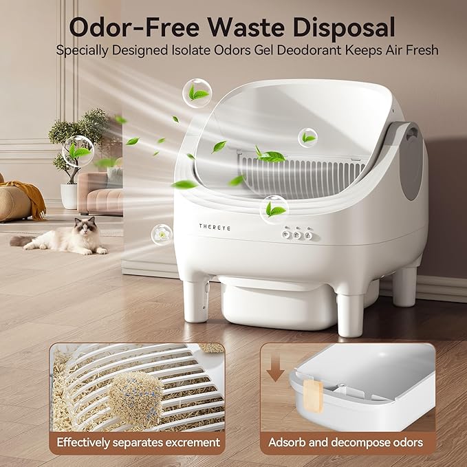 Automatic Litter Box with APP Control, Self Cleaning Cat Litter Box with Dual Safety Sensors, 11L Extra Large Waste Bin, Deodorization, Smart Kitty Litter Boxes with Mat for Multiple Cats