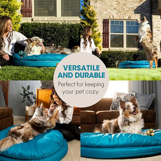 ClevaHome Orthopedic Dog Beds for Extra Large Dogs, 42 inches Ultra-Durable Round Pet Bed with Waterproof, Washable, Removable Cover, Nonslip Bottom (Mosaic Blue)