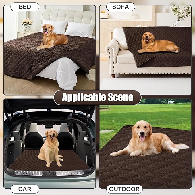 Smiry Waterproof Dog Bed Cover Pet Blanket, Soft Washable Dog Blanket for Furniture Bed Couch Sofa Reversible, Checkered (52"x82", Chocolate/Chocolate)