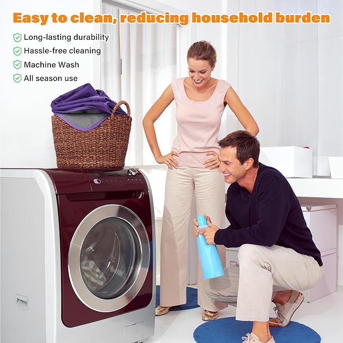 Catalonia Waterproof Blanket for Bed, Reversible Fleece Couch Sofa Furniture Protector, Leak Proof Dog Blankets, Purple