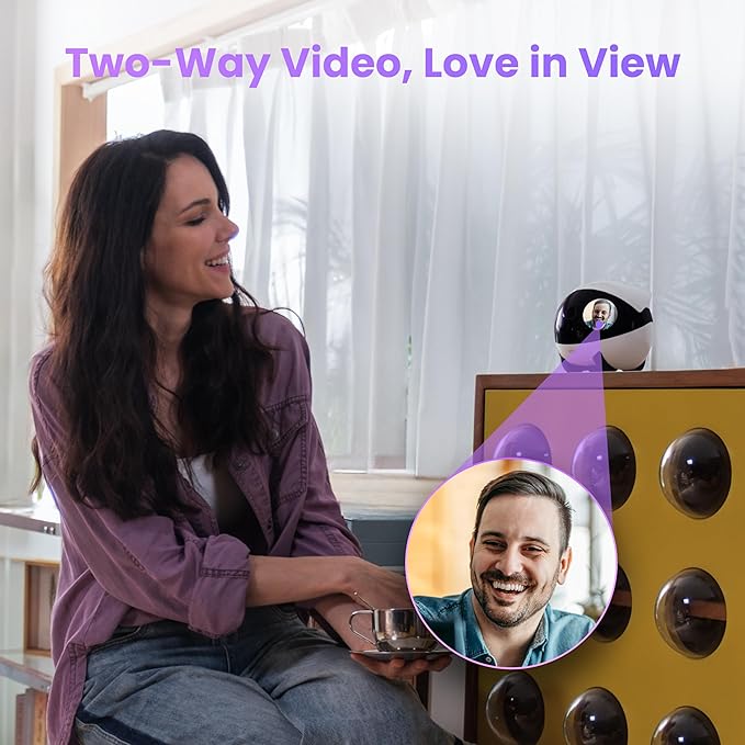 Enabot EBO Air 2 Plus FamilyBot 3K Home Camera Robot: Indoor Camera, Movable Robot Companion, 2-Way Video, AI Chat Mode, Auto-Recharge, Long Battery Life, Custom Facial Image, Night Vision
