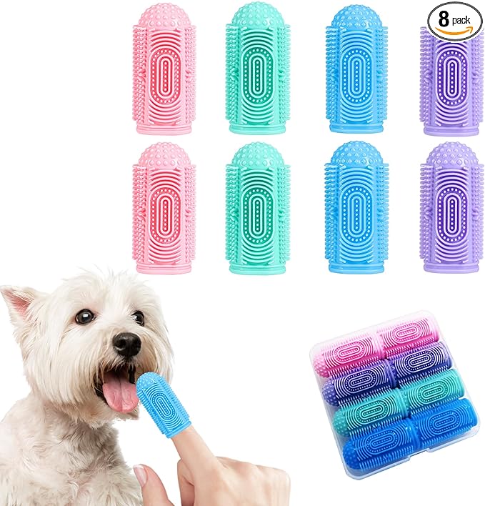 Dog Toothbrush 8 Pack Dog Tooth Brushing Kit Dogs Finger Toothbrush for Teeth Cleaning & Dental Care Cat Toothbrushs Doges Tooth Brush Puppy toothbrushs Pet Toothbrushes Finger Brush