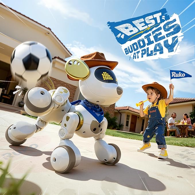 Ruko 18011 Smart Robot Dog, Interactive Puppy with 30 LED Expressions, 20 Actions & 50 Programmable Commands, Voice & Touch Control, Toy for Kids Age 3+