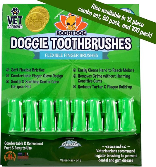Bodhi Dog Finger Toothbrush for Dogs & Cats - Puppy Toothbrush with Soft Flexible Silicone Bristles, Gentle for Sensitive Gums, Promotes Healthy Teeth & Gums, Easy Teeth Cleaning Tool (8 Count)