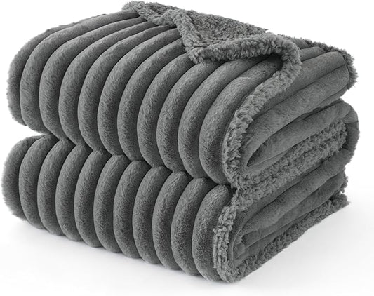 Bedsure Waterproof Dog Blankets for Medium Dogs - Soft Puppy Cat Blanket Corduroy Fleece Washable, Cozy Calming Reversible Furniture Protection for Pet Kitten Doggy,30"x40", Warm Grey