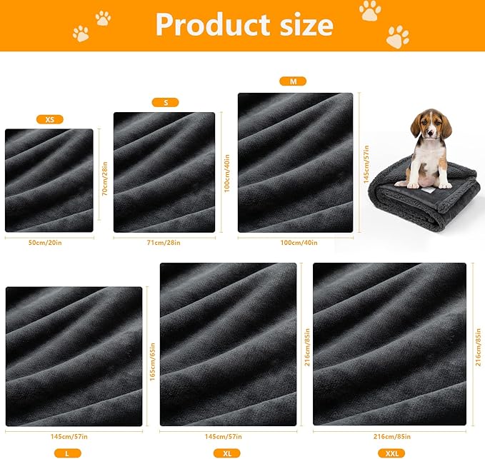 Gray Fluffy Dogs Blanket for Bed Cover,85x85in Super Big Waterproof Sherpa Fleece Blankets for Queen King Size Beds Leakproof Sofa Couch Cover for Warm Washable Mat- Gray, XXL-85x85in