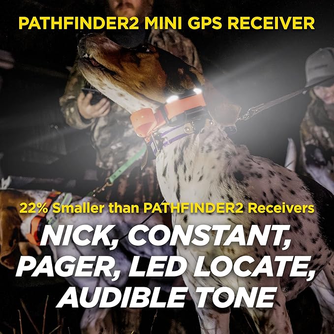 Dogtra Pathfinder2 Mini GPS Tracker e Collar + Add-on Receiver (Green) | 4 Mile, LED Light, Waterproof, Free App, No Fees, Smartwatch Control, Satellite Tracking, Multi Dogs, Smartphone Required