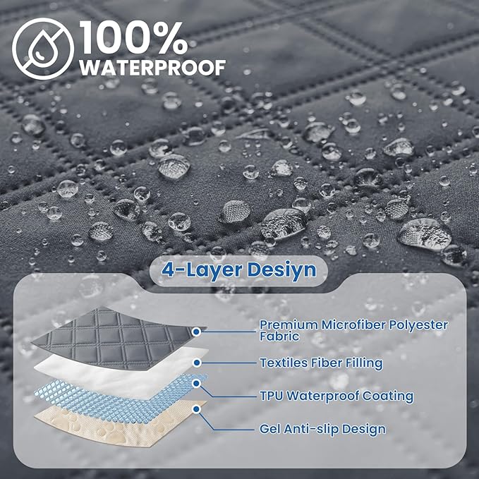 Waterproof Couch Covers for Pets, Waterproof Dog Bed Cover, Anti-Slip Soft Dog Blankets, Couch Cover for Dogs Washable, Pet Blanket for Puppy Large Dogs Cat (68x82 Inch, Dark Grey)