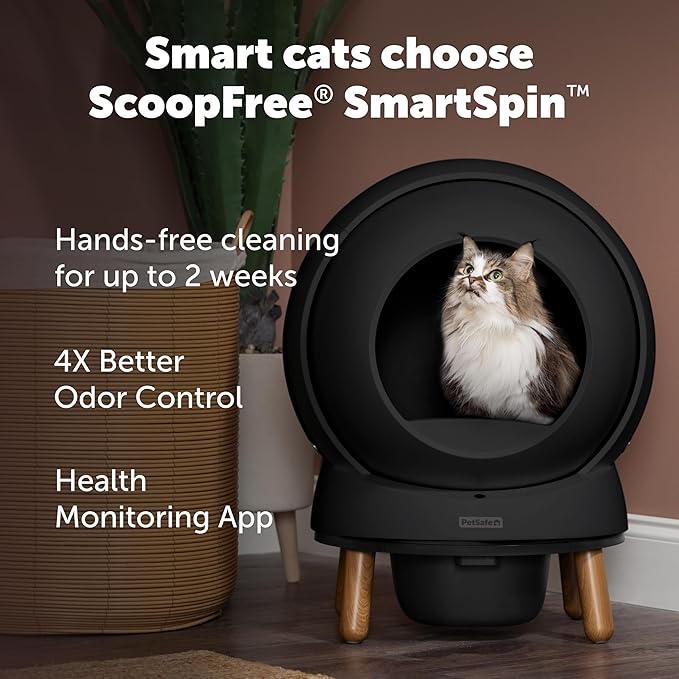 PetSafe ScoopFree SmartSpin Self-Cleaning Litter Box Bundle - Smart Cat Litter Box - Automatic Waste Collection - Odor Control - Complete Litter Kit - Multi-Cat Households