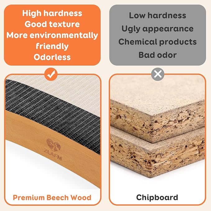 Extra-Larger Sisal Cat Scratcher Bed, Durable Cat Scratching Post with Hammock for Indoor Cats Lounger & Sleep & Scratch, Natural Sisal Cat Scratch Pad, Sturdy Solid Wood Frame (BeigeBlack)