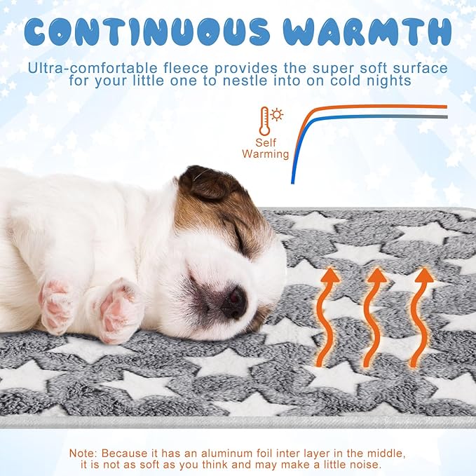 2 Pcs Large Self Warming Cat Pad Self Heating Cat Mat Bed Dog Crate Pet Blankets Thermal Heated Bed Mat for Outdoor Indoor Newborn Kittens Puppies Dog(Large Star,29 x 20)