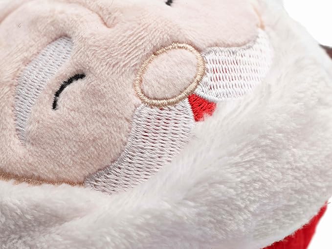 Flourish Pets 2 in 1 Christmas Multi-Layer Chew Toy for Active Dogs | Non-Toxic BPA Free Double Stitched Soft Fabric and Long-Lasting Dog Plush Toys (Christmas Santa 3.5")