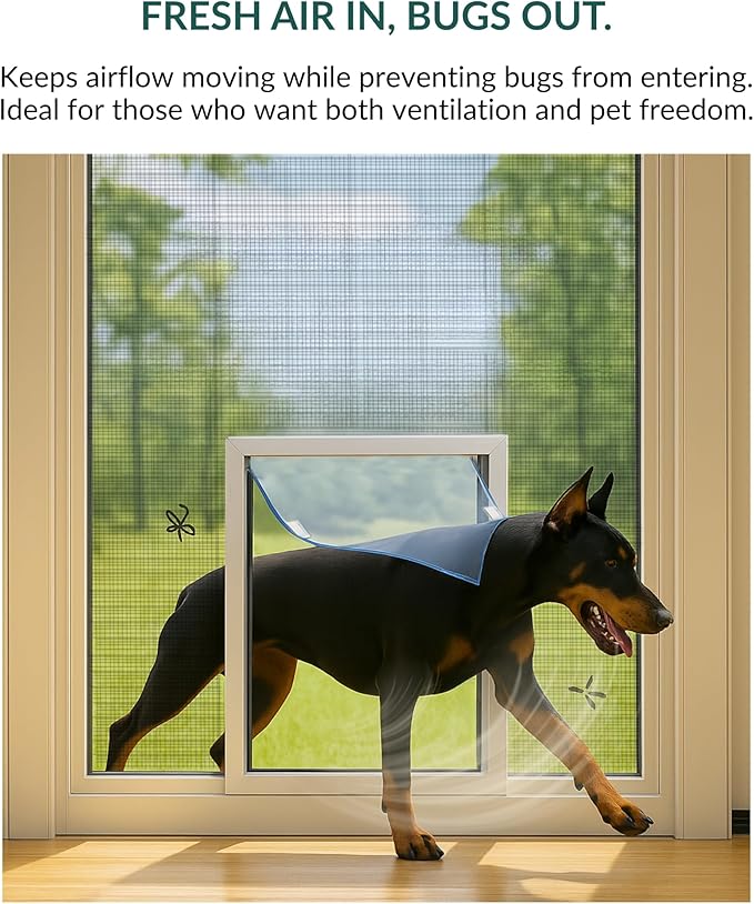 Elbert Mountain Pet Door - in-Screen Model | Cat & Dog Door | Single Flap for 1/2" Screen Frames Only | Extruded Aluminum Frame | Steel-Reinforced Corners